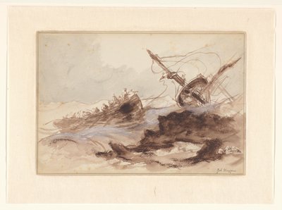 Shipwreck by Johannes Huygens (signed by artist)