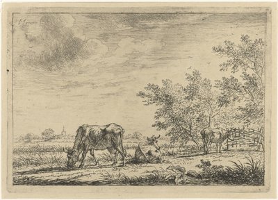 Three Cows in a Meadow by Johannes Janson