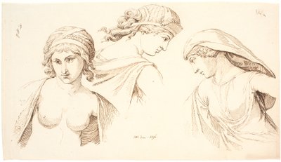 Three Classical Female Heads by Johannes Wiedewelt