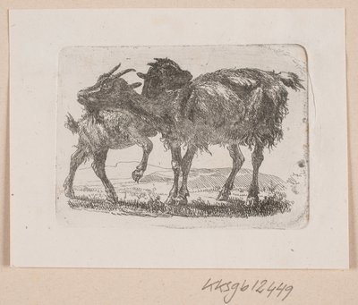 A Goat with its Kid by Johannes Wilhelm Zillen