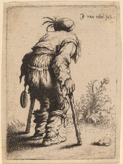 Beggar with Two Crutches by Johannes van Vliet