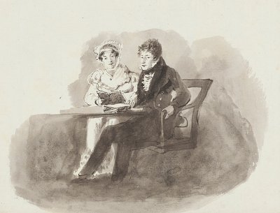 Man and woman reading by John Harden