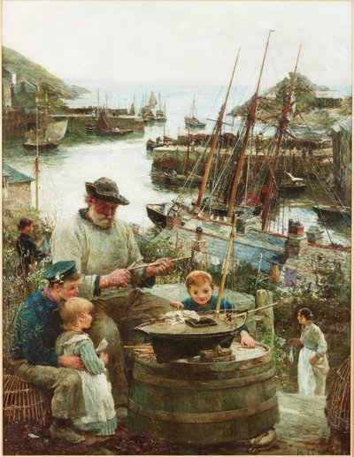 Shipmodel Maker with Harbour, 1908 by John Robertson Reid