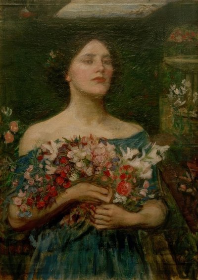 Gather Ye Rosebuds While Ye May by John William Waterhouse