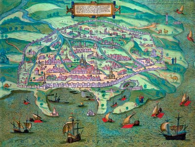 Map of Alexandria, Egypt, c. 1572 by Joris Hoefnagel