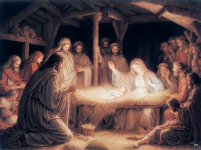 Jesus in the Manger 01 by Josef Johann Michel