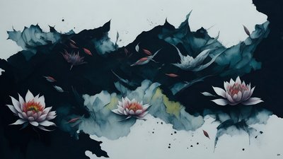 Waterlily Black 01 by Josef Johann Michel