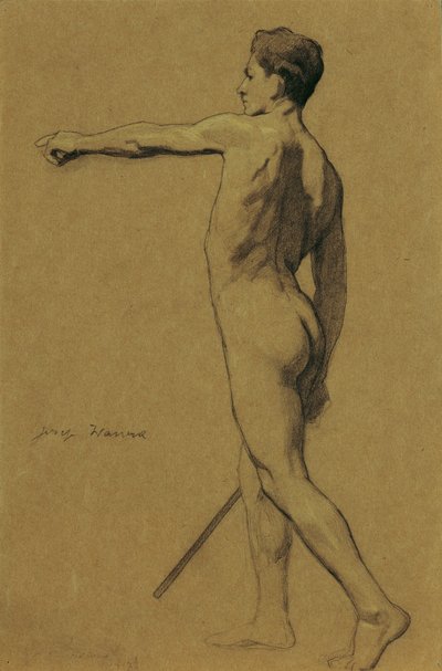 Standing Male Nude by Josef Wawra