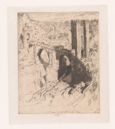 Bridge of Alcántara, Toledo by Joseph Pennell (signed by artist)