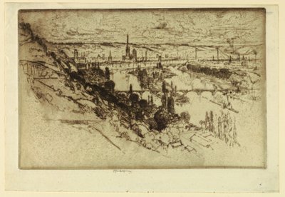 Rouen from Bon Secours by Joseph Pennell