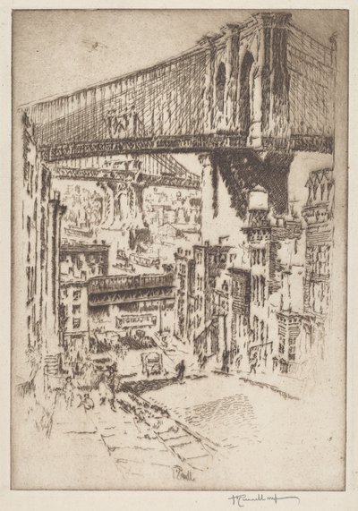 The Bridges, from Brooklyn by Joseph Pennell