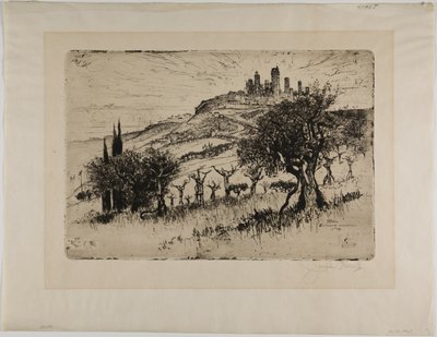 Towers of San Gimignano, Outside the Walls by Joseph Pennell