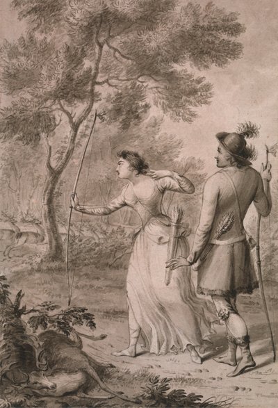 Robin Hood and Clarinda Hunting Deer by Joseph Slater