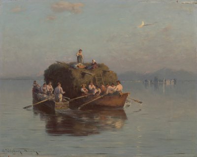 Hay Boat on the Chiemsee by Joseph Wopfner