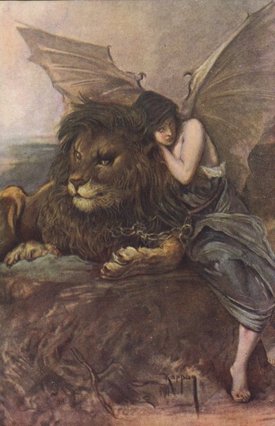 Lion and winged woman by Joszi Arpad Koppay