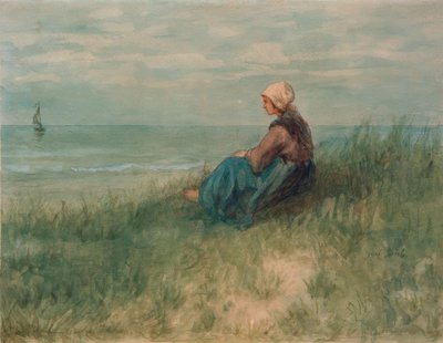 Girl in the Dunes Looking Out by Jozef Israëls