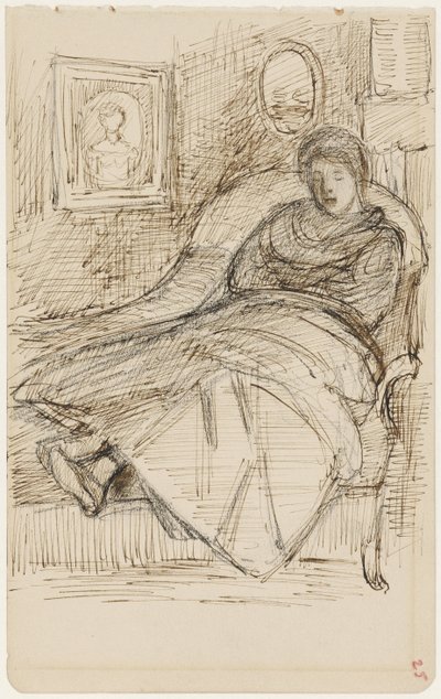 Slumbering Woman on a Couch by Jozef Israëls