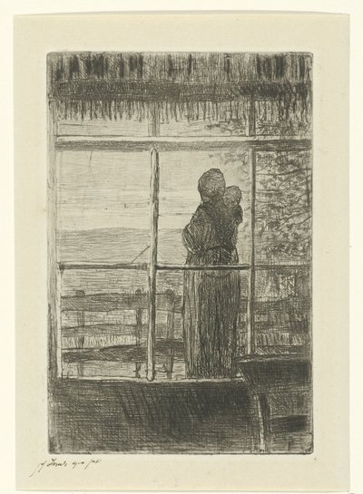 Waiting Woman with Child by Jozef Israëls