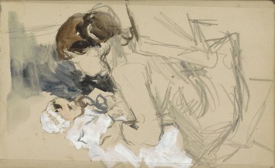 Seated Mother Lifting a Baby by Jozef Israëls