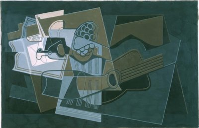 Guitar and Bottle by Juan Gris