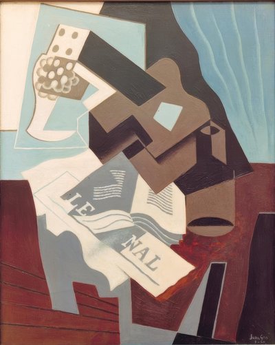 Guitar, Book and Newspaper by Juan Gris