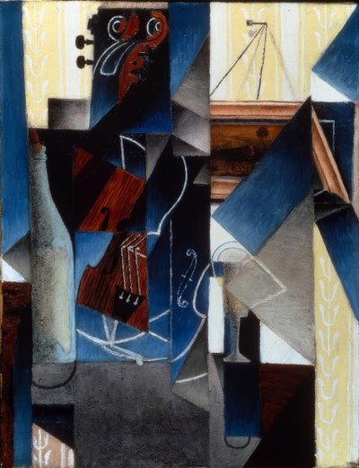 Violin and Hanging Engraving by Juan Gris