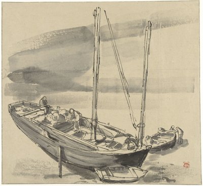 Boats at Grancamp (Calvados) by Jules Chadel