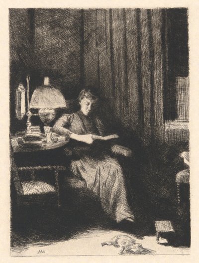 The Evening Lamp by Julian Alden Weir