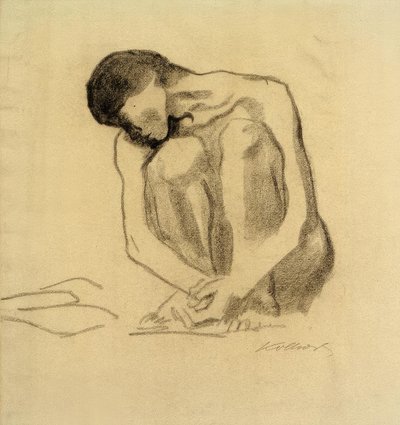 K. Kollwitz, Crouching Female Nude by Käthe Kollwitz