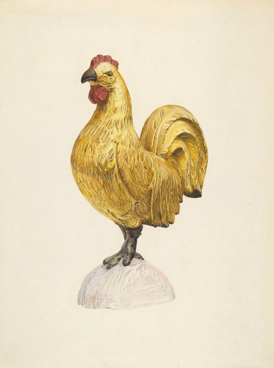 Gilded Wooden Rooster by Karl J. Hentz