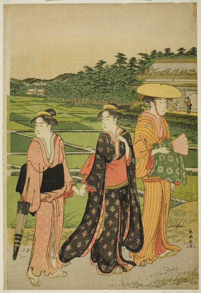 Three Women near Rice Paddies by Katsukawa Shuncho