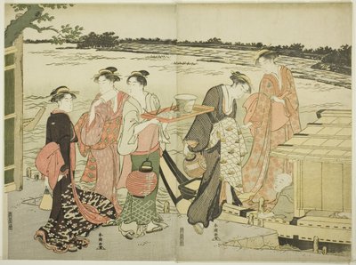 Women Boarding a Pleasure Boat by Katsukawa Shuncho