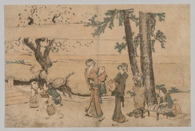 Group of Figures near a Brook by Katsushika Hokusai