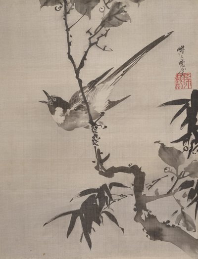 Singing Bird on a Branch by Kawanabe Kyosai