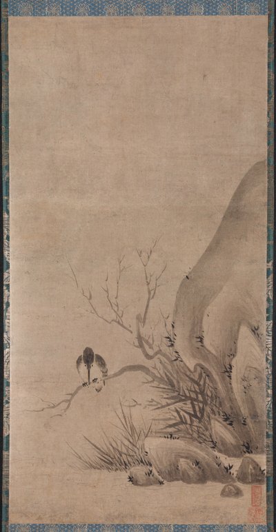 Kingfisher Perched above a Stream by Kenkō Shōkei