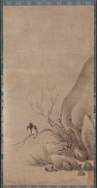 Kingfisher Perched Above a Stream by Kenkō Shōkei