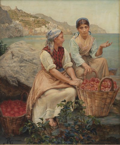 Italian Girls with Tomatoes in Baskets by Kristian Zahrtmann