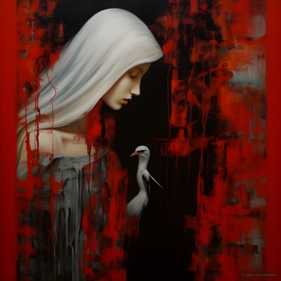 Woman and Stork 4 by Kurt Heppke