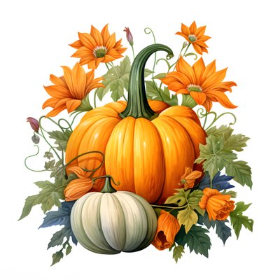 Pumpkin with Flowers Growing Out 2 by Kurt Heppke