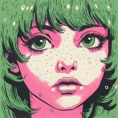 Risograph of a Delicate Girl 1 by Kurt Heppke