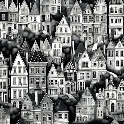 A Black and White Picture of Houses 3 by Kurt Heppke