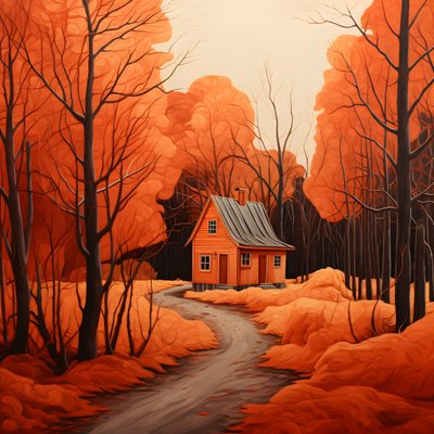Big Red House on Blue Background 2 by Kurt Heppke