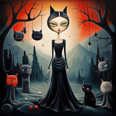 Crazy Cat Woman in a Dress 2 by Kurt Heppke