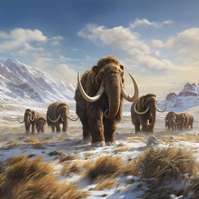 Woolly Mammoth Herd in the Tundra 3 by Kurt Heppke