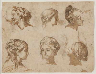 Six Studies of Female Heads by Lazzaro Baldi