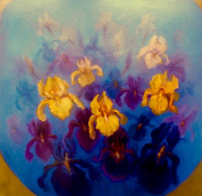 Blue and Gold Irises by Lee Campbell