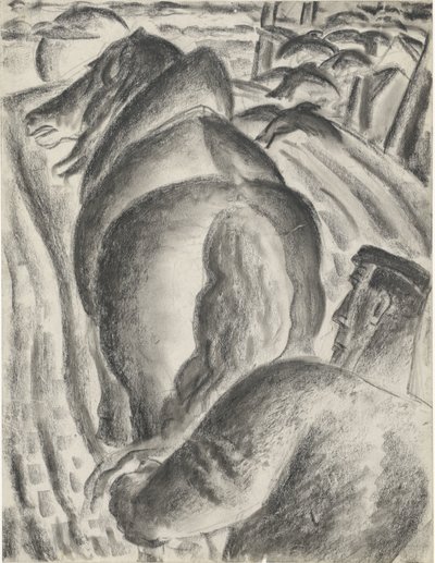 Farmer with Plow and Draft Horse by Leo Gestel