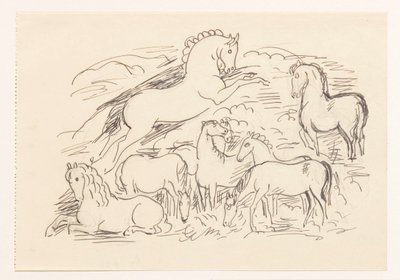 Study Sheet with Eight Horses by Leo Gestel