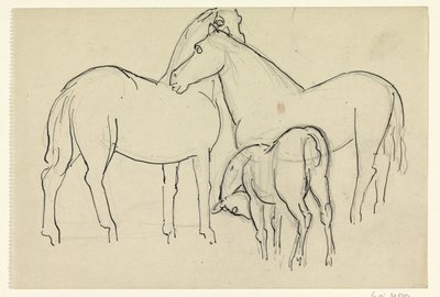 Two Horses and a Foal by Leo Gestel