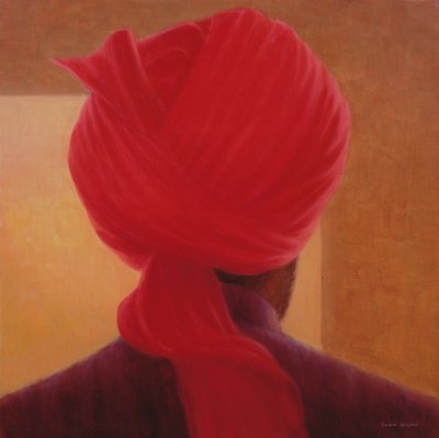 Red Turban on Amber, Deoghar by Lincoln Seligman